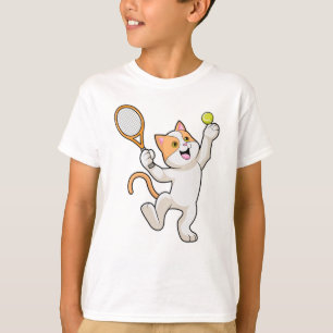 T-shirt Chat Tennis avec raquette de tennis