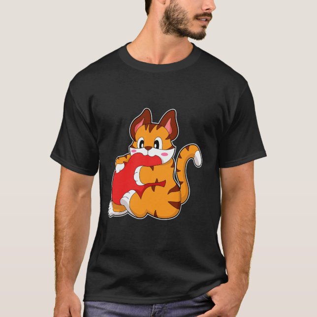 T-shirt Chat tigre à l'amour avec coeur.PNG (Devant)