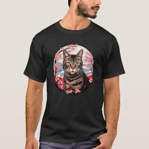 T-shirt Chat tigré brun Cerisier Fleur Drôle Animaux Fleur