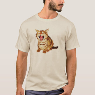 T-shirt Chat tigré de baîllement dans le croquis en pastel