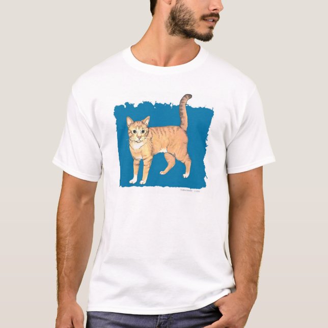 T-shirt Chat tigré de couleur chamois (Devant)
