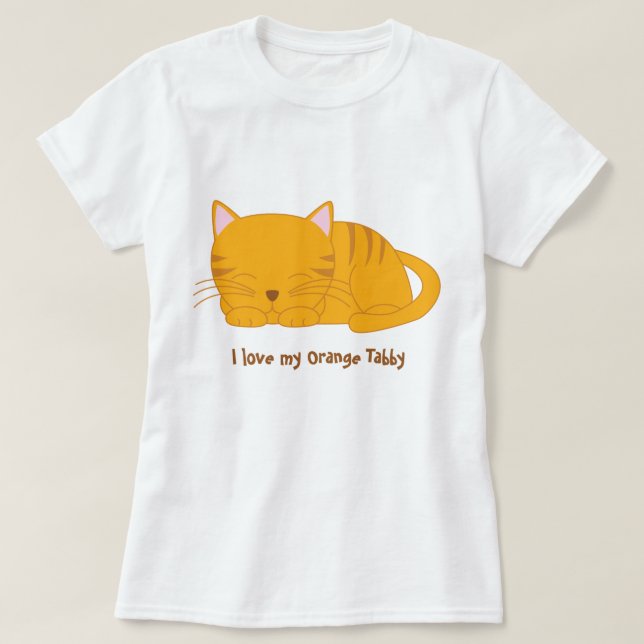 T-shirt Chat tigré orange mignon (Design devant)