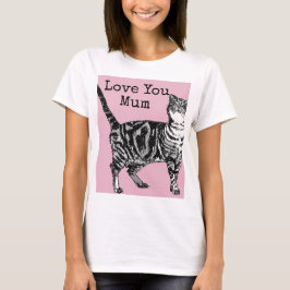 T-shirt Chat Tigré Pastel Chats Rose Rose Maman Mère