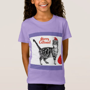 T-Shirt Chat Tigreux Joyeux Noël Catsmus Rouge Drôle Chats