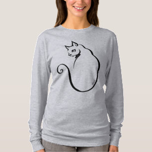 T-shirt Chat tiré par la main chic Flowy outre de chemise