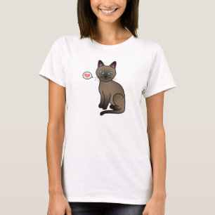 T-shirt Chat Tonkinese Brun Amour