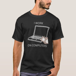 T-shirt Chat travaillant sur des ordinateurs chat sarcasti