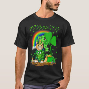 T-shirt Chat Trèfle Feuille Arc-en-ciel Chat Fête de la Sa