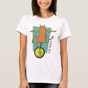 T-shirt Chat Trick Funny Tabby Chat Riding a Unicycle