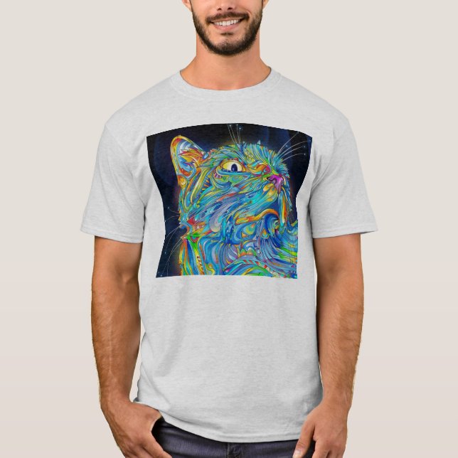 T-shirt Chat Trippy de l'espace (Devant)