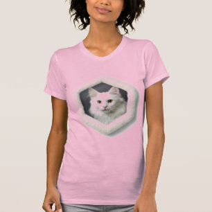 T-shirt Chat Turc Angora Dans Un Cadre - Rose