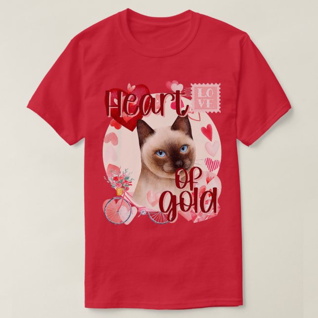 T-shirt Chat Valentine Siamese Simply Mure Colonnes Sud (Design devant)
