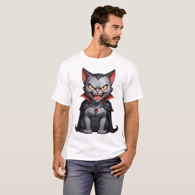 T-shirt chat vampire en colère mignon (Devant entier)