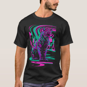 T-shirt Chat vaporwave esthétique synthwave cyberpunk noir