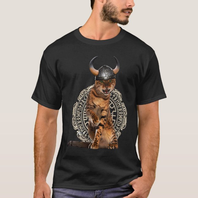 T-shirt Chat Viking Valhalla Norse Guerrier (Devant)