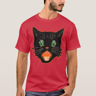 T-shirt Chat vintage Halloween noir Scaredy Cat