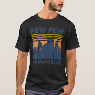 T-shirt Chat Vintage Pewpew-pew Madafakas Cat Prazy Pew Vi