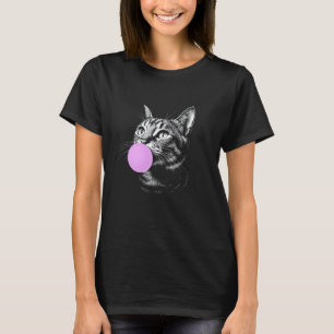 T-shirt Chat Visage Cheval Bubble Gum, Funny mignon Noir