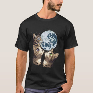 T-shirt Chat Visage Lune Drôle Chat Mignon Hurlement Mème