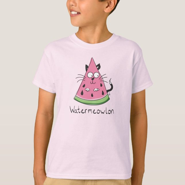T-shirt Chat Watermelon Cute Kid's (Devant)