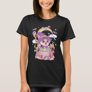 T-shirt Chat Wiccan Goth Pastel Mignon Sorcière Chat Drôle