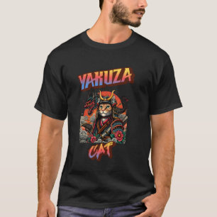 T-shirt Chat Yakuza Samouraï Japonais Style Contrefaçon Ta