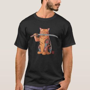 T-shirt Chat Yakuza Samouraï Tatouage Japonais Chat Orange