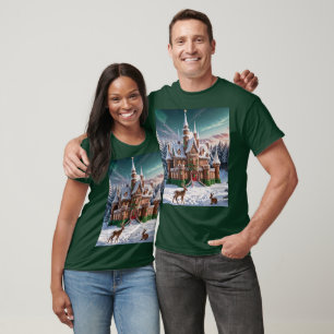 T-shirt Château de pain d'épices de la forêt de Noël