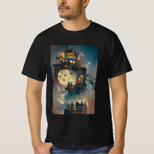 T-shirt Château d'Halloween, Happy Halloween, Art Japonais