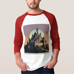 T-shirt Château Enchanté et Dragon – Art Fantastique Magiq