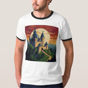 T-shirt Château Enchanté et Dragon – Art Fantastique Magiq