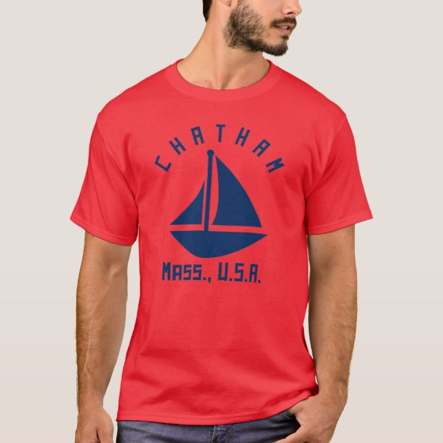 T-shirt Chatham Massachusetts Voilier Marine Bleu Te (Devant)