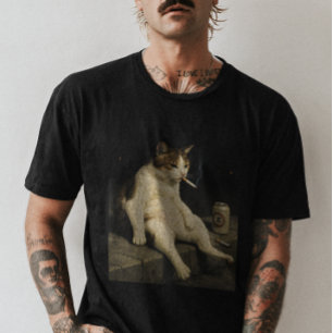 T-shirt Chaton Cigarette Drôle Chat Qui Fume Mème Générati