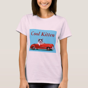 T-shirt Chaton dans un convertible rouge