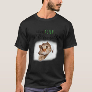 T-shirt Chaton de chat alien adorable Tissu Amour Chats Pe
