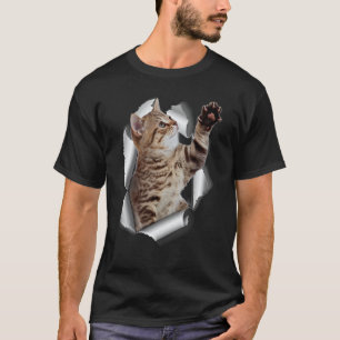 T-shirt Chaton Déchiré Tissu Doux Chat Drôle Kitty Amateur