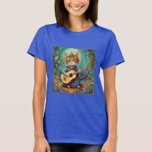 T-shirt Chaton Jouant de la Guitare