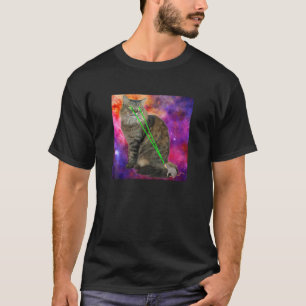 T-shirt Chaton Mignon avec Yeux à Faisceau Laser Fond Gala