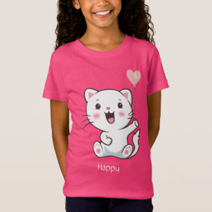 T-shirt chaton mignon et heureux & ballon en forme