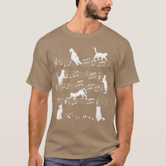 T-shirt Chaton mignon jouant de la musique Note Clé Musici