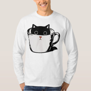 T-shirt Chaton noir avec nez rouge caché dans une tasse