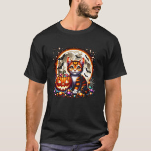 T-shirt Chaton orange Halloween drôle Graphiques Filles
