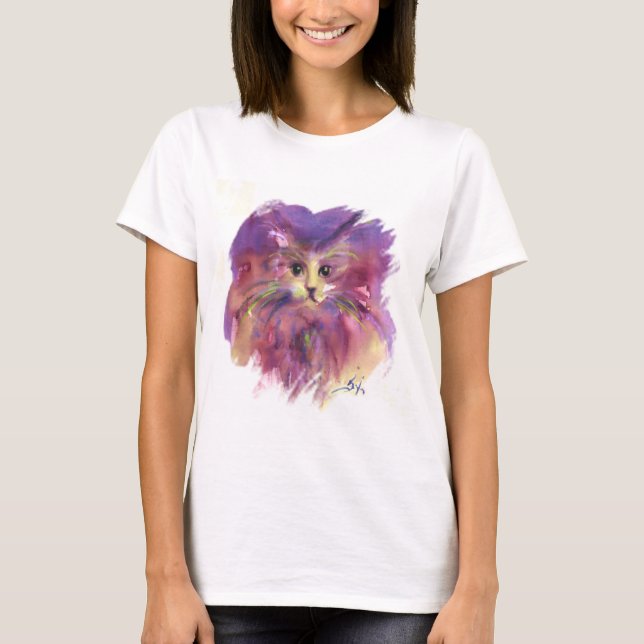 T-SHIRT CHATON POURPRE, PORTRAIT MIGNON DE CAT DE KITTY (Devant)