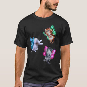 T-shirt Chatons de Fée Volants avec des Ailes de Papillon,