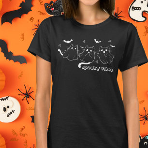 T-shirt Chatons fantômes mignons Vibes Sombres Halloween B