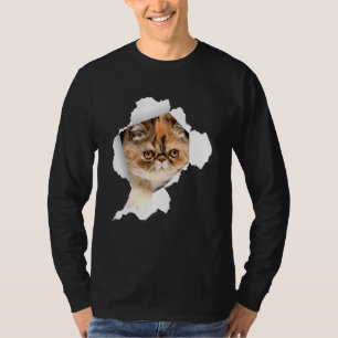 T-shirt Chats à courte distance en tissu déchiqueté Kitten