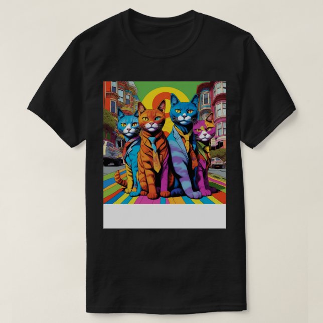 T-shirt Chats à Haight Ashbury San Francisco pendant le Su (Design devant)