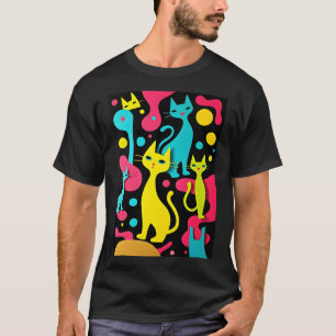 T-shirt Chats Abstraits Super style années 70