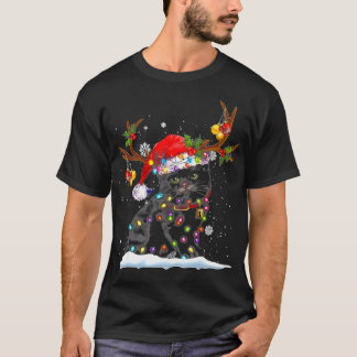 T-shirt Chats Amoureux Arbre de Noël Lumières Chat Aimer F