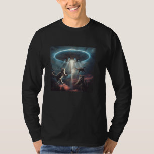 T-shirt Chats amusants avec des ovnis Aliens Invasion